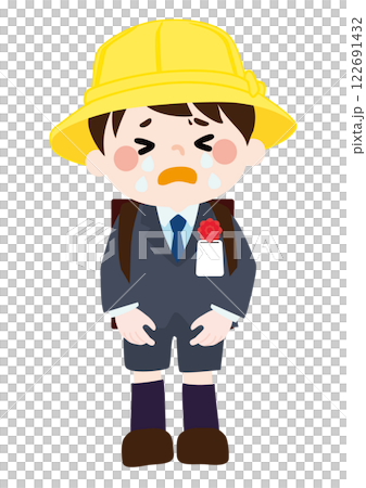 泣いている1年生のベクターイラスト（男の子） 122691432
