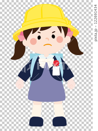 怒っている1年生のベクターイラスト(女の子) 怒っている1年生のベクターイラスト(女の子) 122691434