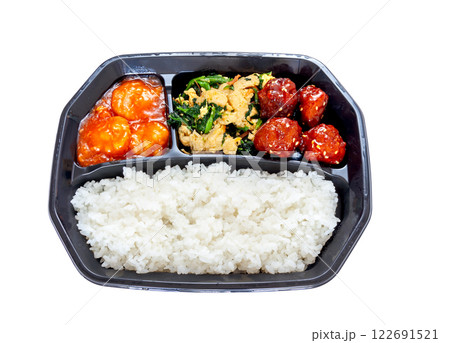 お持ち帰りの中華弁当【白背景・切り抜き】 お持ち帰りの中華弁当【白背景・切り抜き】 122691521