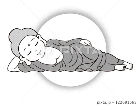 涅槃仏 モノトーン 背景つき 涅槃仏 モノトーン 背景つき 122691665