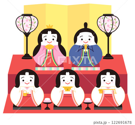 2段のひな壇　雛人形　ひなまつりのイラスト 122691678