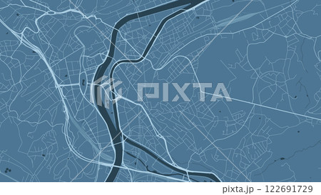 Blue Liege map, city in Belgium. Streetmap municipal area. Blue Liege map, city in Belgium. Streetmap municipal area. 122691729