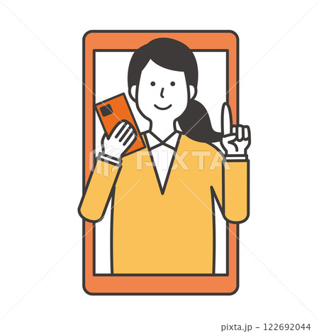 スマホの説明をする女性 122692044