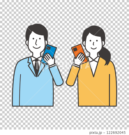 Men and women with a smartphone 122692045