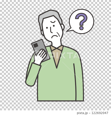 Elderly man who is not good at operating smartphones 122692047
