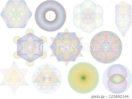 神秘的な神聖幾何学模様のバリエーションセット 122692144