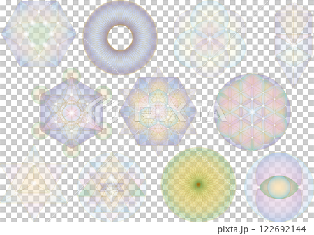 神秘的な神聖幾何学模様のバリエーションセット 122692144