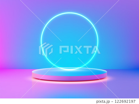 futuristic neon glowing circular platform modern technology 3d ethereal aesthetic futuristic neon glowing circular platform modern technology 3d ethereal aesthetic 122692197