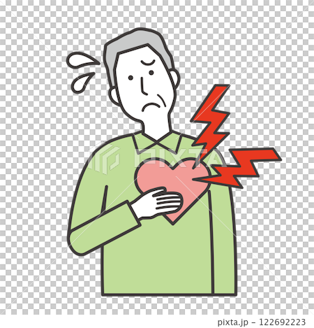 胸が痛い高齢男性 胸が痛い高齢男性 122692223