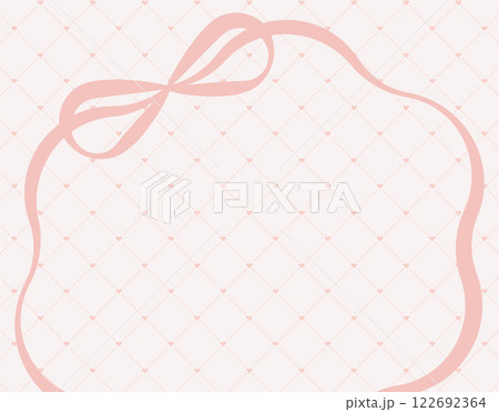 リボンとキルト柄のバレンタインデーの背景イラスト素材 ベクター シームレスパターン 122692364
