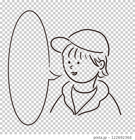 Girl wearing a hat with a speech bubble Girl wearing a hat with a speech bubble 122692368