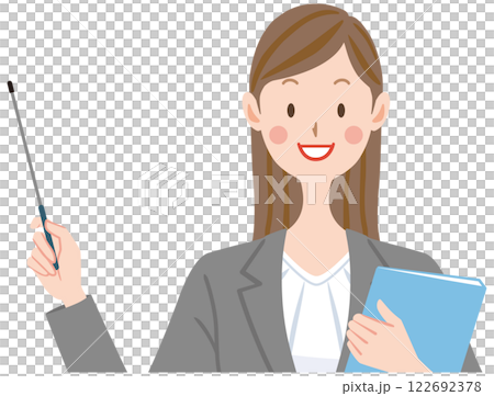 穿西裝的女人做示範、上班族、商業場景的插圖 122692378