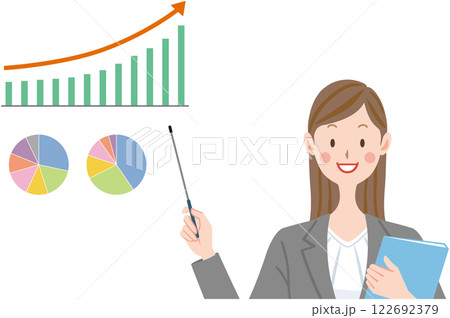 プレゼンする女性のイラスト　投資　資産　ビジネス 122692379