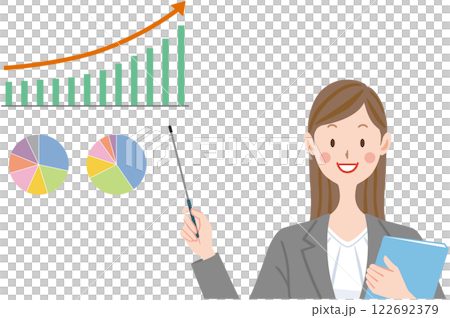 プレゼンする女性のイラスト　投資　資産　ビジネス 122692379