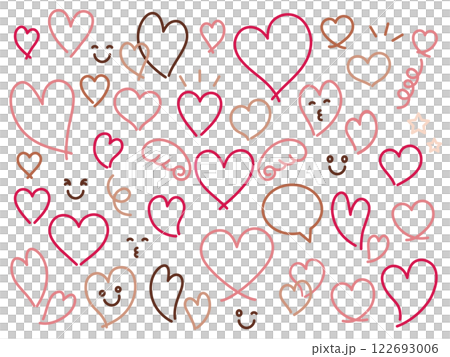 シンプルな手描き風のハートのイラストセット シンプルな手描き風のハートのイラストセット 122693006