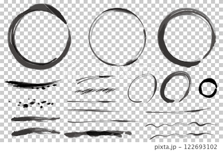 Japanese-style circle and line design material drawn with black ink. A simple frame that makes use of the texture of the brush. Japanese-style circle and line design material drawn with black ink. A simple frame that makes use of the texture of the brush. 122693102