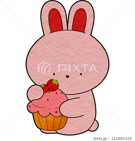 the rabbit with a cupcake 122693128