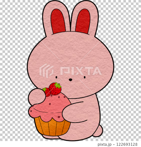 the rabbit with a cupcake 122693128