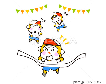 可愛いサルの運動会・かけっこ 122693475