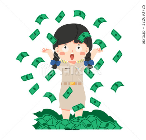 woman throwing dollar cash money flat woman throwing dollar cash money flat 122693725