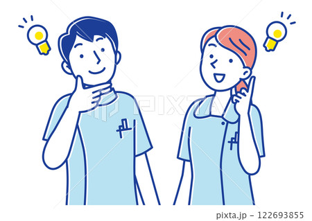 何かいいこと思いついた看護師の男女のイラスト 122693855