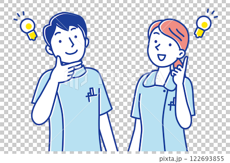 何かいいこと思いついた看護師の男女のイラスト 122693855