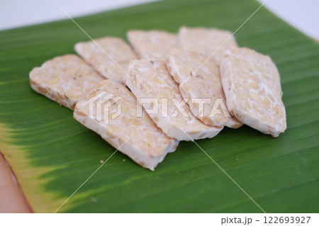 Tempeh is a traditional Indonesian food made from soybeans fermented with the Rhizopus oligosporus fungus Tempeh is a traditional Indonesian food made from soybeans fermented with the Rhizopus oligosporus fungus 122693927