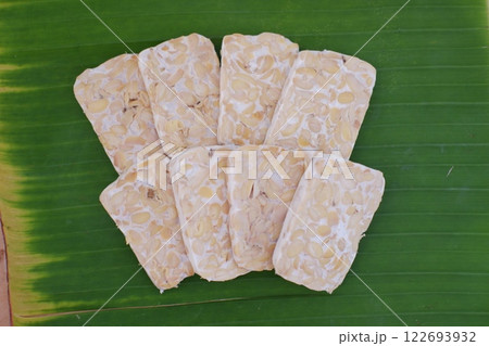 Tempeh is a traditional Indonesian food made from soybeans fermented with the Rhizopus oligosporus fungus Tempeh is a traditional Indonesian food made from soybeans fermented with the Rhizopus oligosporus fungus 122693932