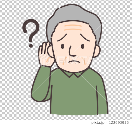 耳が聞こえにくいシニア男性の困った表情 耳が聞こえにくいシニア男性の困った表情 122693936