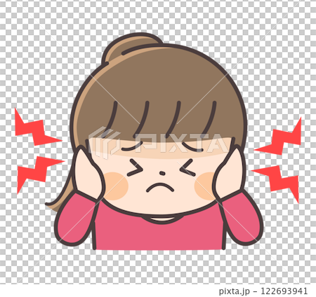 女孩用雙手摀住耳朵 122693941