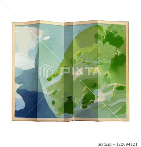 架空の地図の水彩風イラスト　生成AI 122694121