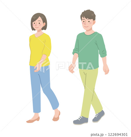 歩く男女のイラスト 122694301