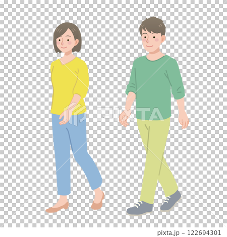 歩く男女のイラスト 122694301