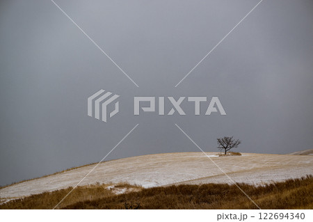 雪降る阿蘇の風景 122694340