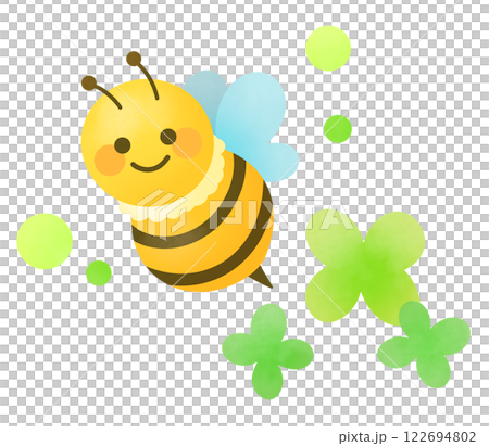 可愛的蜜蜂和四葉草插圖 可愛的蜜蜂和四葉草插圖 122694802