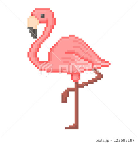 フラミンゴのピクセルイラストレーション フラミンゴのピクセルイラストレーション 122695197