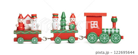 red christmas train toy isolated on white background. wide banner for christmas 122695644
