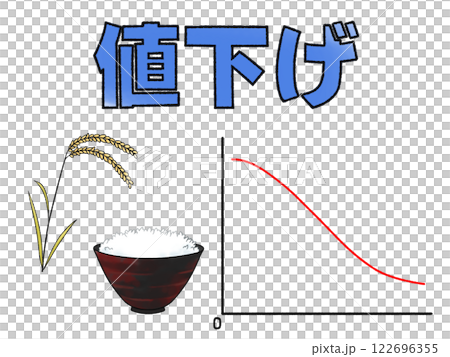 米の値下げ 下降グラフ 122696355