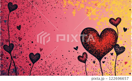 abstract illustration for Valentine's Day celebration, many hearts on colorful background, bright and cheerful abstract illustration for Valentine's Day celebration, many hearts on colorful background, bright and cheerful 122696657