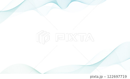 ウェーブ　曲線　波　フレーム　水色　グラデーション　ベクター 122697719