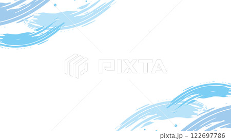 筆 波 フレーム 水色 シンプル ベクター 和風 筆 波 フレーム 水色 シンプル ベクター 和風 122697786