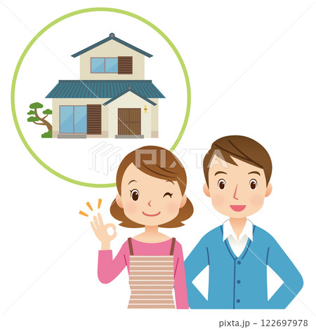 家について話す夫婦　実家の管理について話す夫婦 122697978