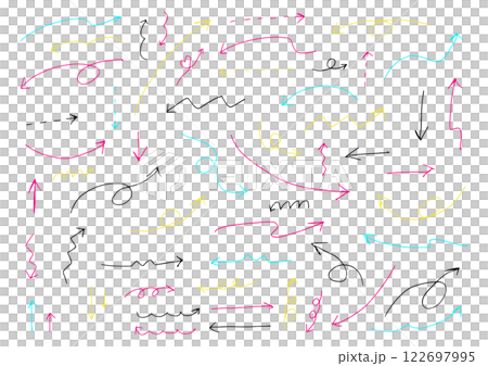 Colorful hand drawn arrows illustration set 122697995