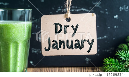 Embracing dry january: fresh green smoothie and healthy habits 122698344