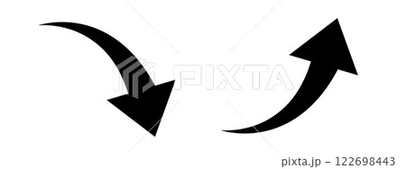 矢印　下がる　上がる　セット　黒	 122698443