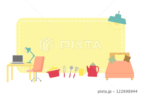 新生活応援フェア・キャンペーンタイトルのイメージイラスト　家具　黄色 122698944