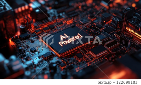Advanced AI Processor Chip on a Circuit Board 122699183