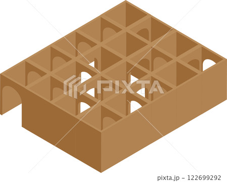 アイソメトリックな段ボールでできた迷路のイメージ素材 122699292