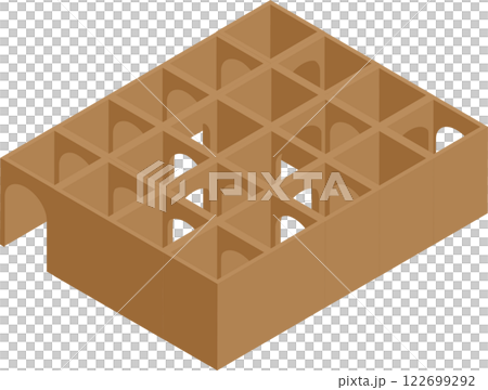 アイソメトリックな段ボールでできた迷路のイメージ素材 122699292