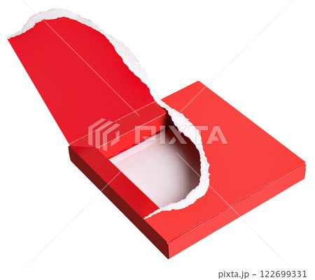 torn red candy gift box isolated 122699331
